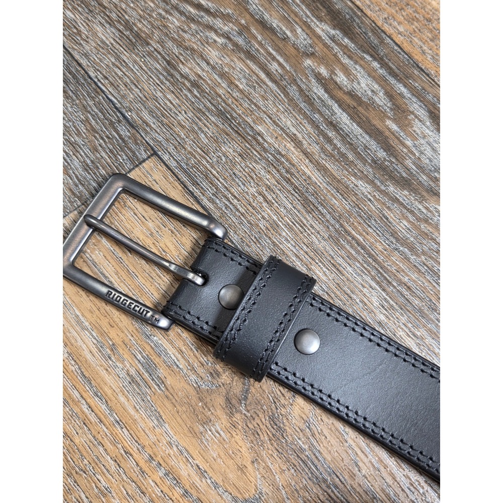 Ridgecut Mens Black Leather Work Belt Size XL 42-44 Gunmetal Buckle 2779